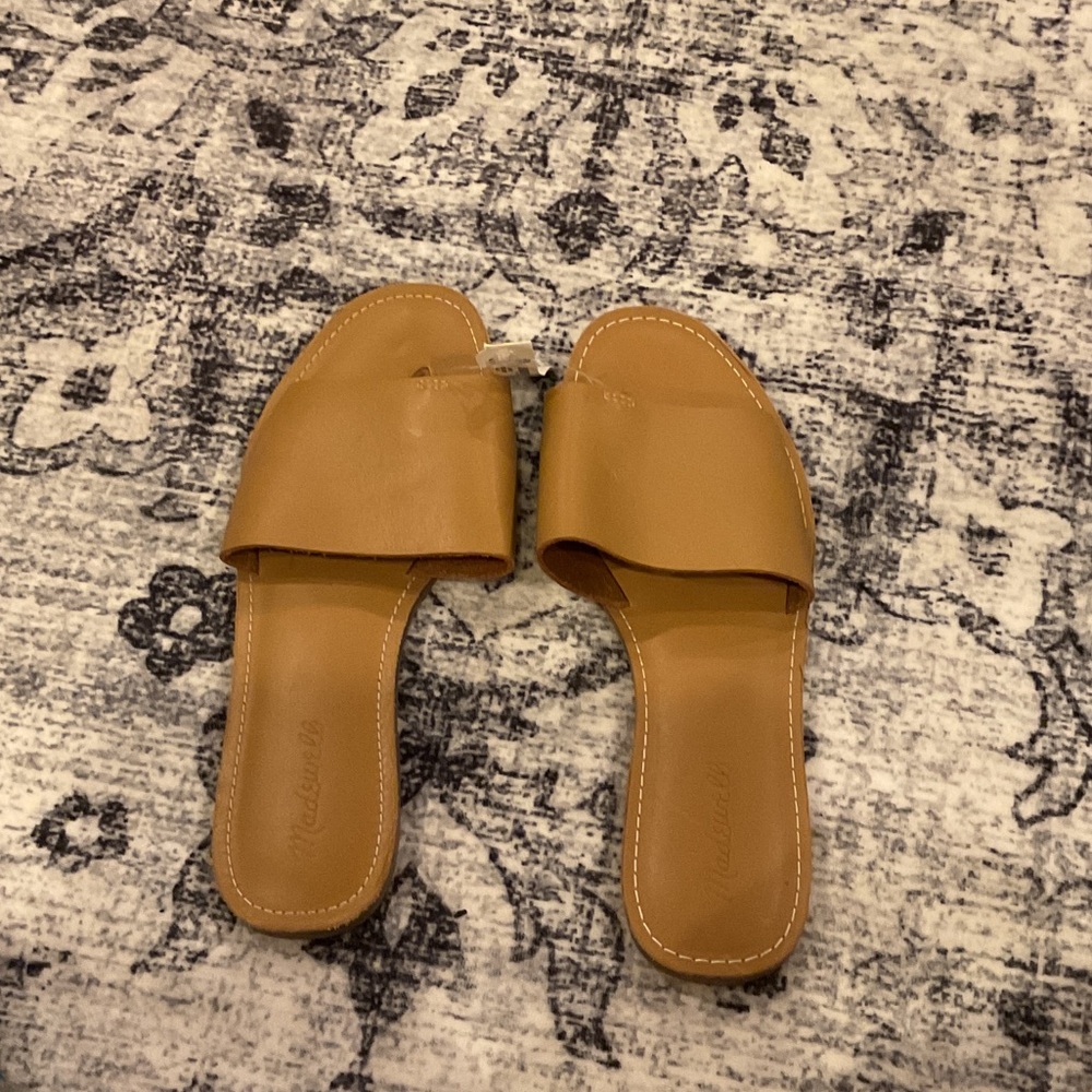 Madewell The Boardwalk Post Slide Sandal in Leather